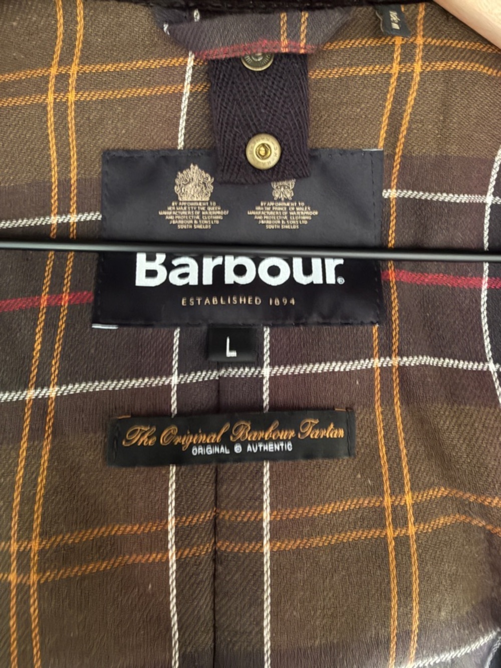 Barbour dark green  Waxed Cotton Field Jacket with Tartan Lining - Picture 2 of 5